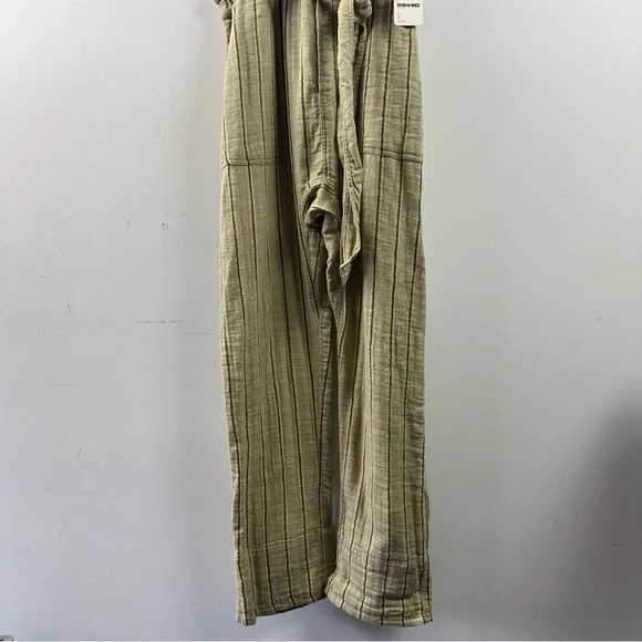 NWT Free People One Ballast Striped Belted Overall Jumpsuit Moss Large - Picture 6 of 15